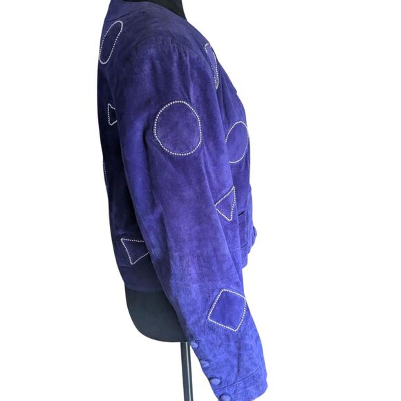Vintage Giorgio Mobiani Purple Leather Studded Jacket, Size 14 - Picture 3 of 7